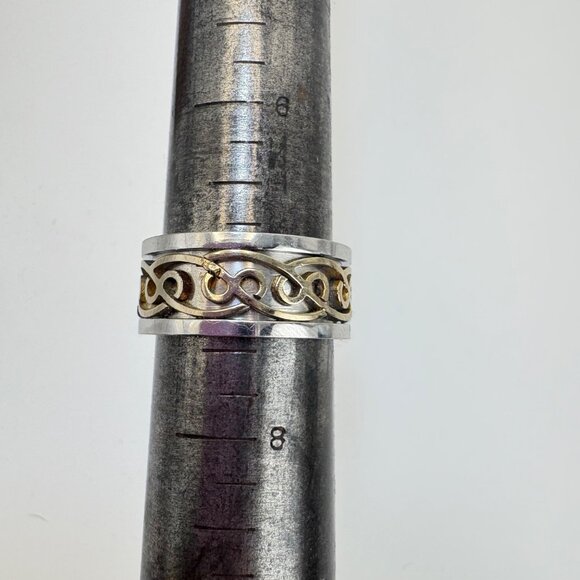 Stainless Steel Gold Silver Color Celtic Knot Design Cigar Band 8.25mm Wide Sz 7 - Picture 7 of 8